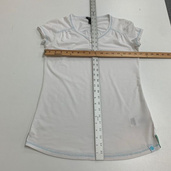 Marmot Shirt Womens S Small White Henley Stretch Tencel Blend Short Sleeve Tee - Picture 6 of 11